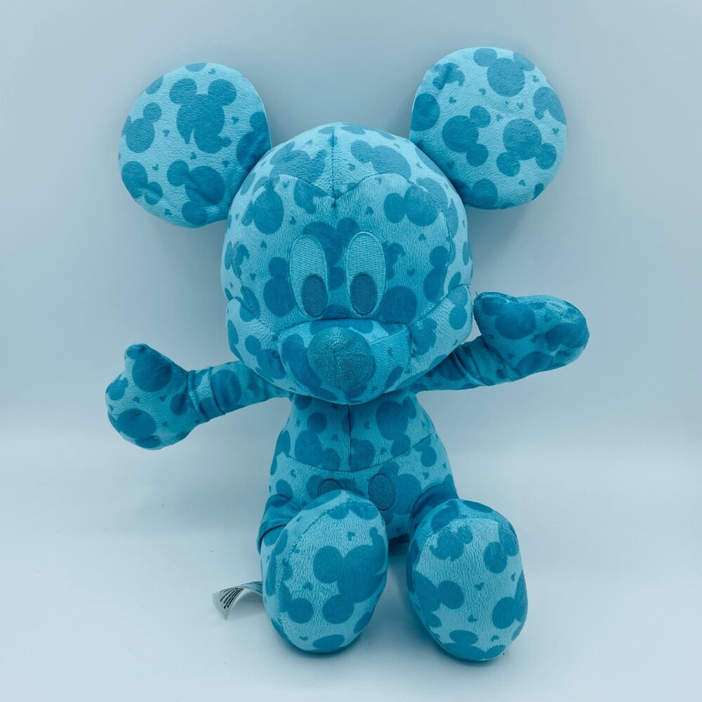 Disney Parks Mickey Mouse Blue Icon Print 13" Stuffed Plush Posable Arms Legs